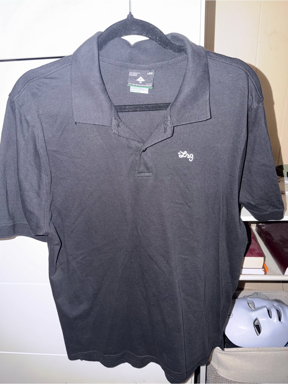 LRG Black Polo Shirt with Script Logo